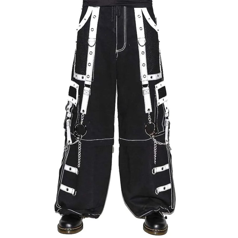 Gothic Men’s Handmade Bondage Gothic Cyber Pant Chain Techno Rock Punk Shorts